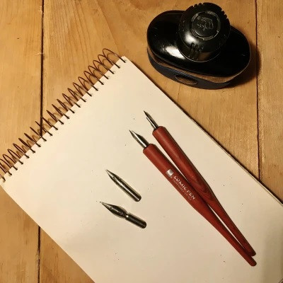 قلم فلزی (کالیگرافی)ست دو عددی (دسته) + 4 نوک